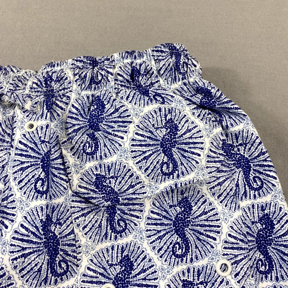 Nat Nast Swim Trunks Mens‎ Small Blue Seahorse Mesh Lined Shorts Bathing Suit